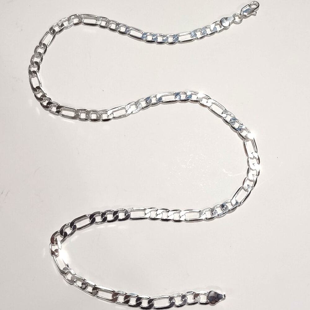 Genuine S925 Sterling Silver Necklace Figaro Chain Link Christmas Birthday - New